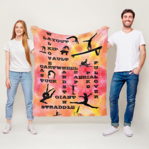 Girls Gymnastics Skills Crosswords Bright Sunrise Fleece Blanket