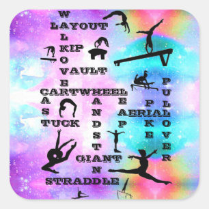 Girls Gymnastics Skills Crosswords Stickers