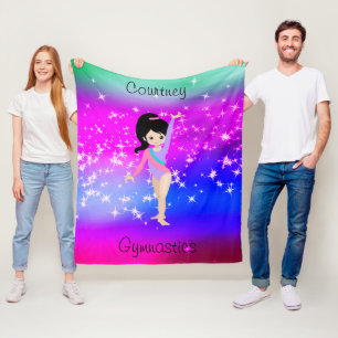 Girls Gymnastics Sparkle Gymnast in Leotard Fleece Blanket