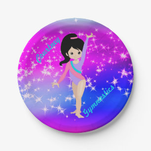 Girls Gymnastics Sparkle Gymnast in Leotard   Paper Plate