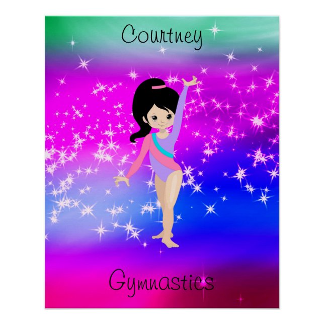 Girls Gymnastics Sparkle Gymnast in Leotard    Poster (Front)