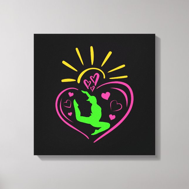 Girls Gymnastics - Summer Sunshine Heart Canvas Print (Front)
