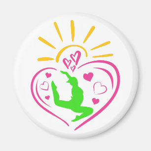 Girls Gymnastics - Summer Sunshine Heart Magnet