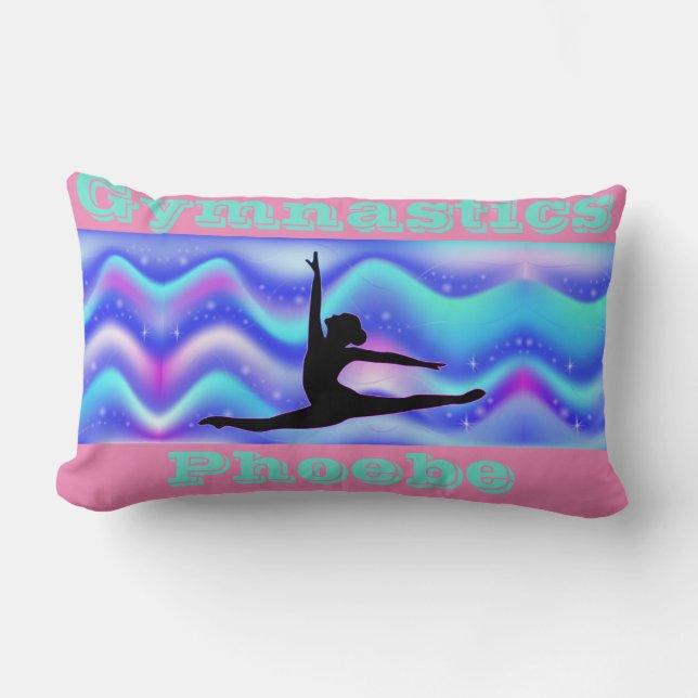 Girls Gymnastics Throw Pillow w/ Name (Front)