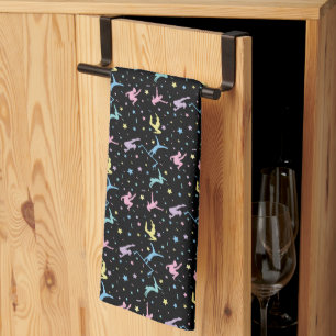 Girls Gymnastics Women Gymnasts with Stars Kitchen Towel