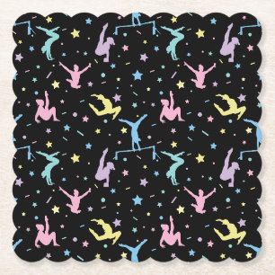 Girls Gymnastics Women Gymnasts with Stars Paper Coaster