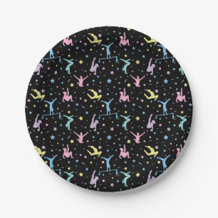 Girls Gymnastics Women Gymnasts with Stars Paper Plate