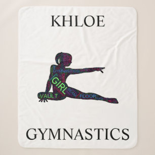 Girls Gymnastics Word Art Sherpa Blanket