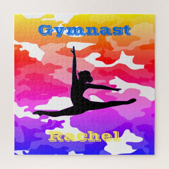 Girls Gymnastique "Gymnaste" Rainbow Camo Puzzle (Vertical)
