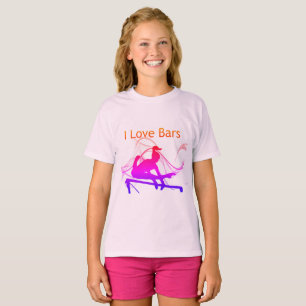 Girls Gymnastique I Love Bars Gymnast T-Shirt