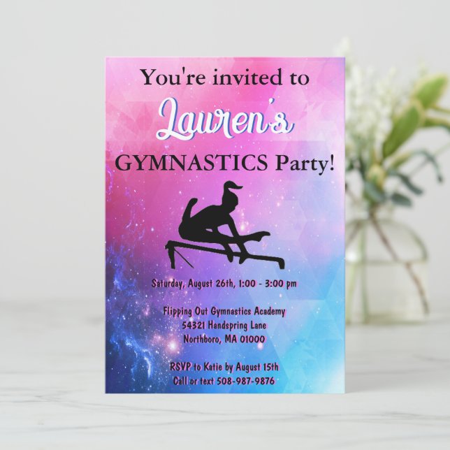 Girls Gymnastique Invitation de fête d'anniversair (Debout devant)
