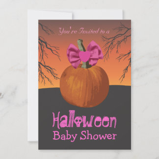 Girls Halloween Baby Shower Invitations