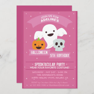 Girl's Halloween Birthday Party Invitation