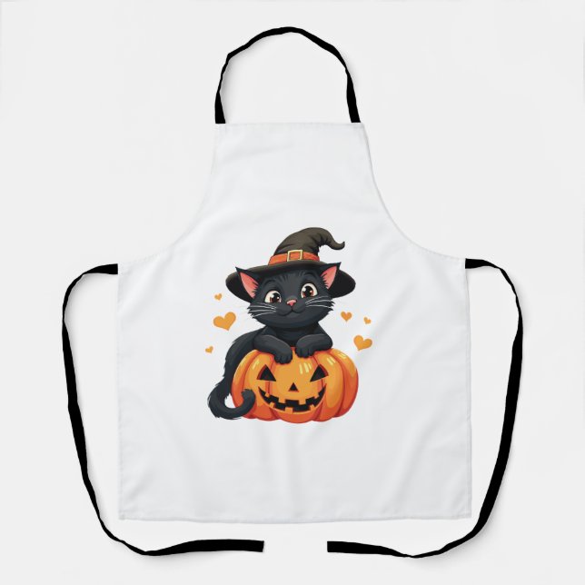Girls Halloween Cat Pumpkin Costume Funny Cute Des Apron (Front)