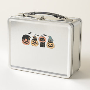 Girls Halloween Cute Cat Pumpkin Witch Costume Lon Metal Lunch Box