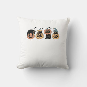 Girls Halloween Cute Cat Pumpkin Witch Costume Lon Throw Pillow