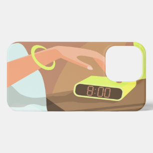 Girls hand pushing on alarm clock snooze button iPhone 13 pro case