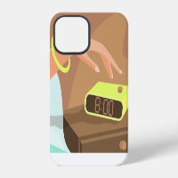 Girls hand pushing on alarm clock snooze button