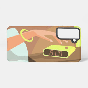 Girls hand pushing on alarm clock snooze button samsung galaxy case