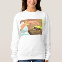 Girls hand pushing on alarm clock snooze button