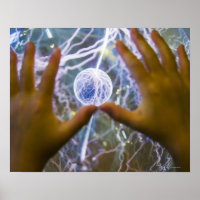 Girls hands on a plasma ball