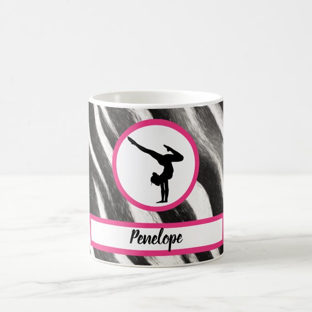 Girls Handstand Zebra Print Faux Fur   Coffee Mug (Center)