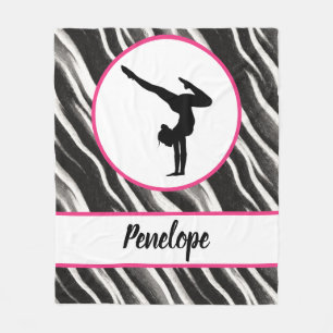 Girls Handstand Zebra Print Faux Fur Fleece Blanket