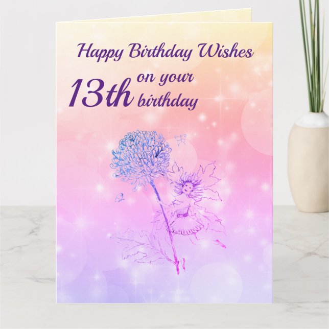 Girls Happy 13th Birthday Greeting Card (Front)