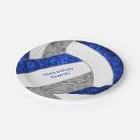 girl's happy birthday party blue grey volleyball