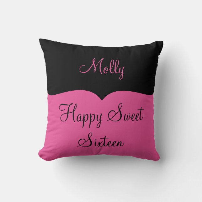 Girls Happy Sweet Sixteen Throw Pillow (Front)