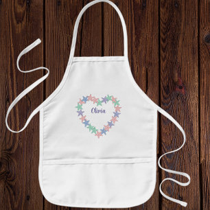 Girls' Heart-Shaped Starfish Frame Personalized Kids Apron