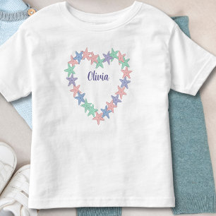 Girls' Heart-Shaped Starfish Personalized Toddler T-shirt