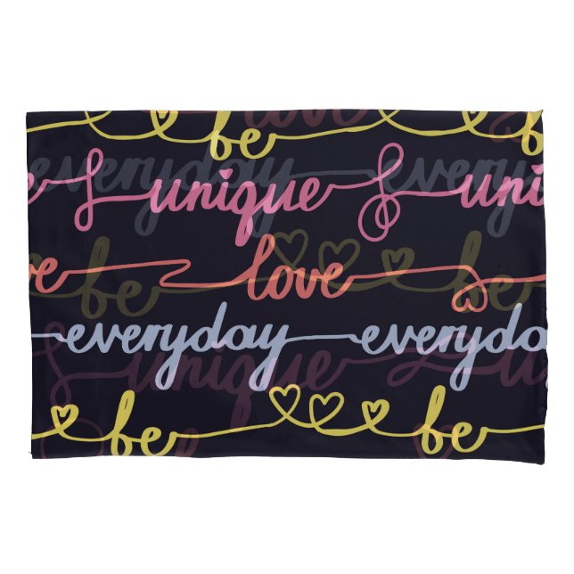 Girls' hearts, words seamless pattern. pillowcase (Front)