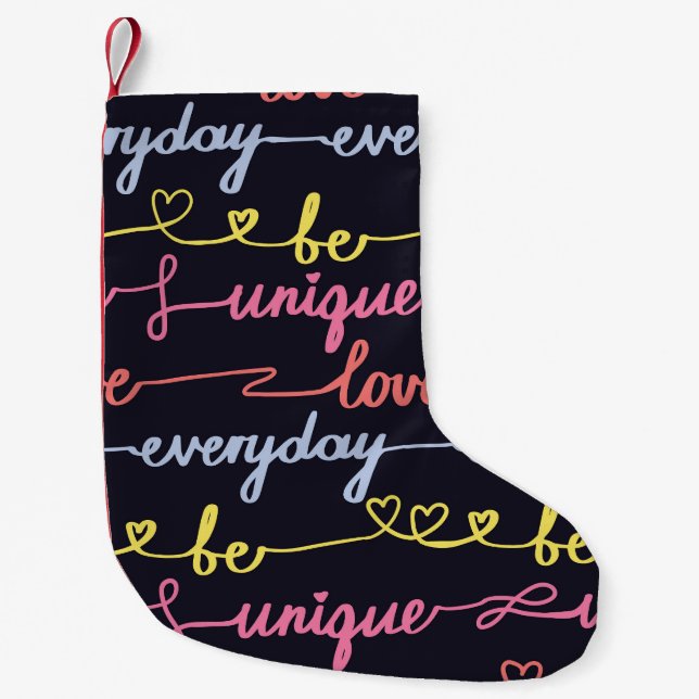 Girls' hearts, words seamless pattern. small christmas stocking (Front)