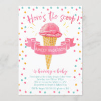 Girls Here's The Scoop Baby Shower Invitation