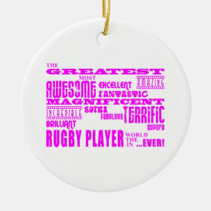 Girls Hockey : Pink Greatest Rugby Player Ceramic Ornament