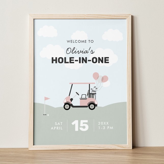 Girls' Hole-In-One Golf 1st Birthday Welcome Sign (Creator Uploaded)