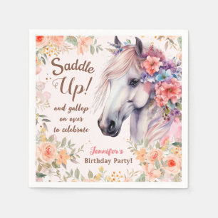 Girls Horse Birthday Party Paper Napkin