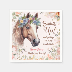 Girls Horse Birthday Party Paper Napkin