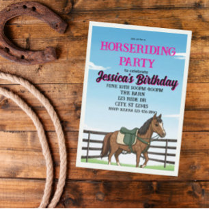 Girl's Horse Riding Birthday Party Invitation