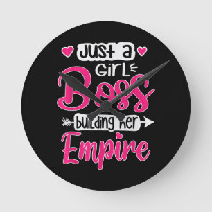 Girls Hustle Christmas Gift Girl Boss Building Her Round Clock