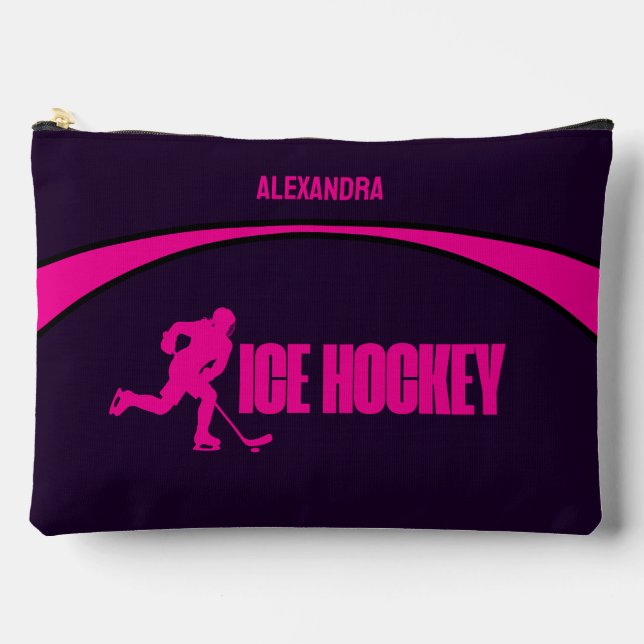 Girls Ice Hockey Birthday Party,Hockey Player  Accessory Pouch (Front)