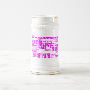 Girls Ice Hockey : Pink Greatest Ice Hockey Player Beer Stein