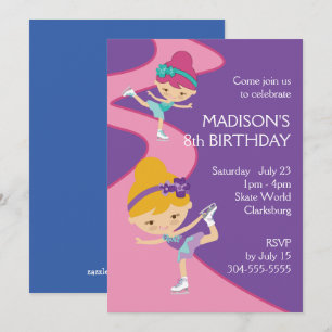 Girl's Ice Skating Party Invitation