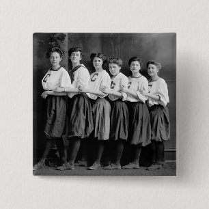 Girls in Bloomers, early 1900s 2 Inch Square Button