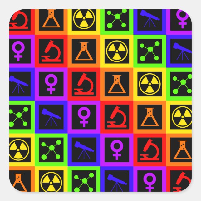 Girls in Science Square Sticker (Front)
