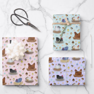 Girls in the Coop - pink, purple, mint aqua Wrapping Paper Sheet