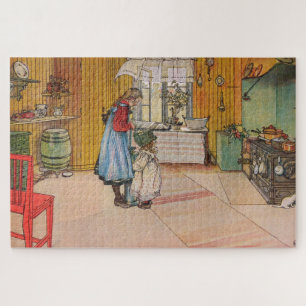 Girls in the Kitchen (Classic Swedish Art) Jigsaw Puzzle