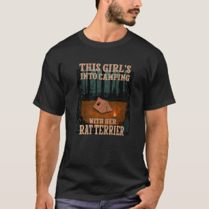 Girls Into Camping With Her Rat Terrier Dog Rattie T-Shirt