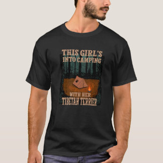 Girls Into Camping With Her Tibetan Terrier Dog 1 T-Shirt